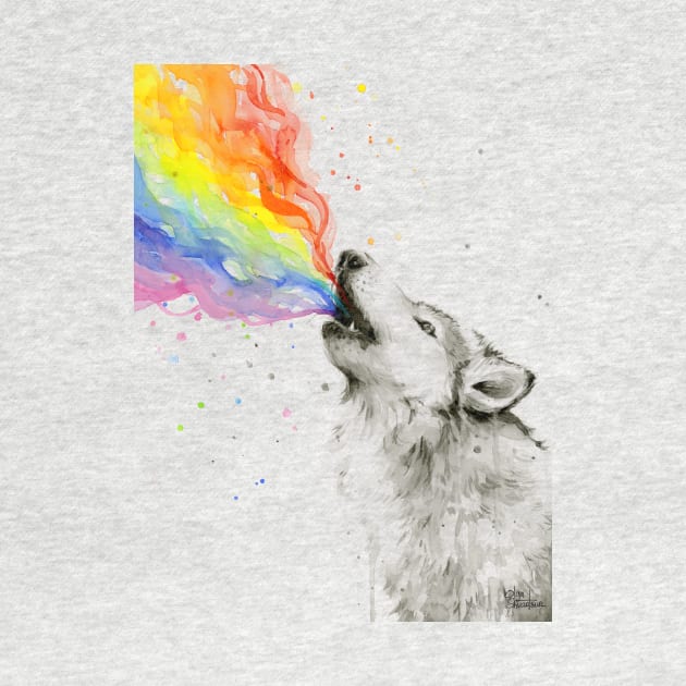 Wolf Howling Rainbow by Olechka